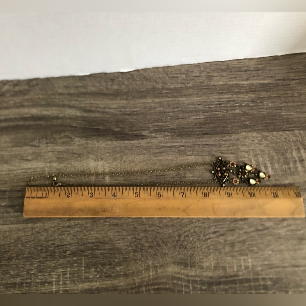 Vtg 90s Drop Necklace with Flower Design - Picture 4 of 8